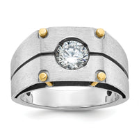 14k Two-tone IBGoodman Men's Polished and Satin Diamond Ring Mounting-B64145