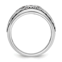 14kw w/ Blk RH IBGoodman Men's Textured 5-Stone Diamond Ring-B64158