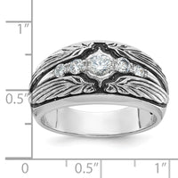 14kw w/ Blk RH IBGoodman Men's Textured 5-Stone Diamond Ring-B64158
