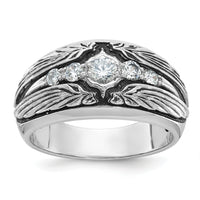 14kw w/ Blk RH IBGoodman Men's Textured 5-Stone Diamond Ring-B64158