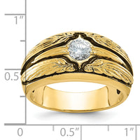 10k w/ Blk RH IBGoodman Men's Polished/Textured Solitaire Diamond Ring-B64159