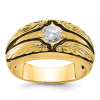 10k w/ Blk RH IBGoodman Men's Polished/Textured Solitaire Diamond Ring-B64159
