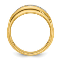 10ktt IBGoodman Men's Polished & Grooved 7-Stone Diamond Ring-B64161
