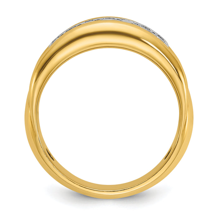 10ktt IBGoodman Men's Polished & Grooved 7-Stone Diamond Ring-B64161