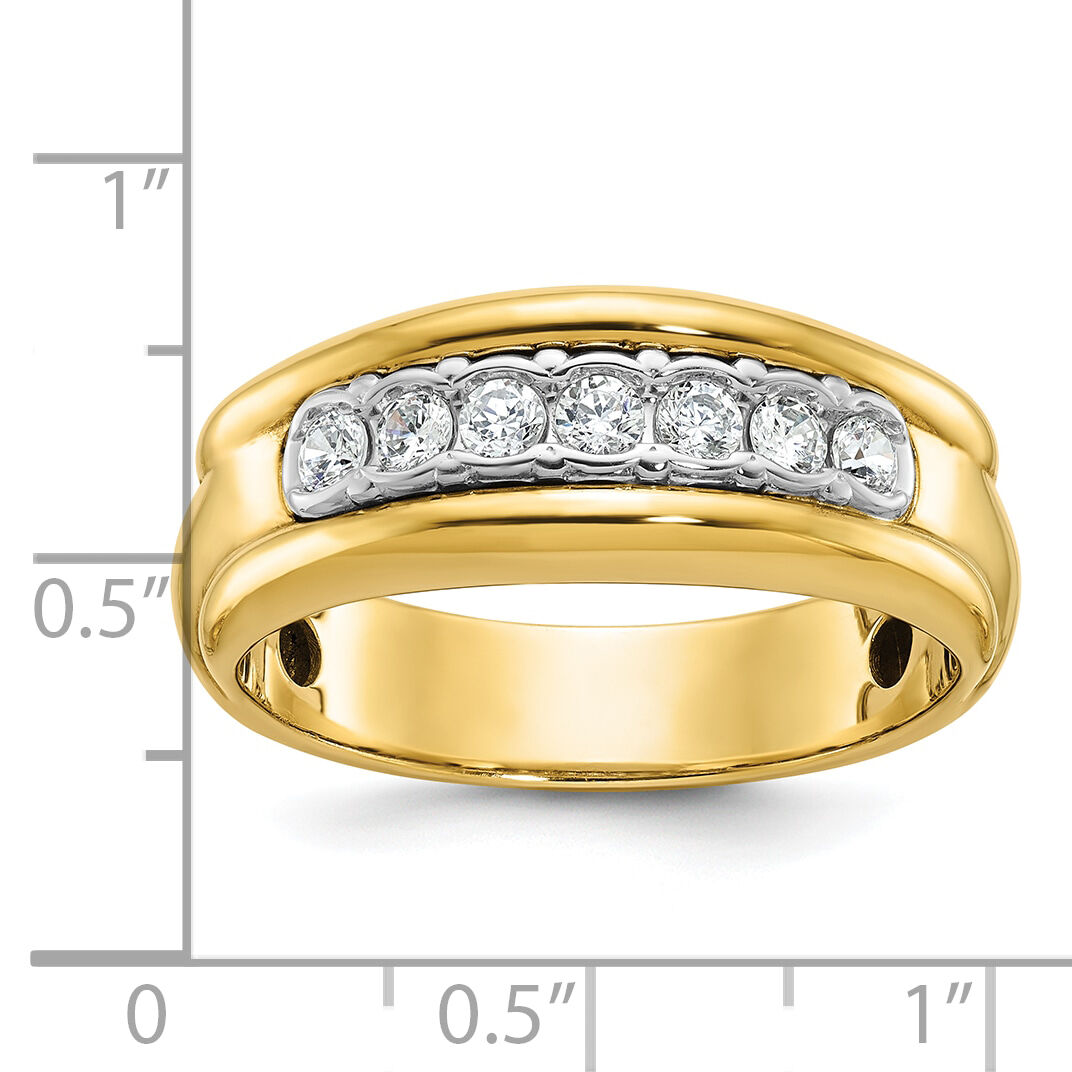 10ktt IBGoodman Men's Polished & Grooved 7-Stone Diamond Ring-B64161