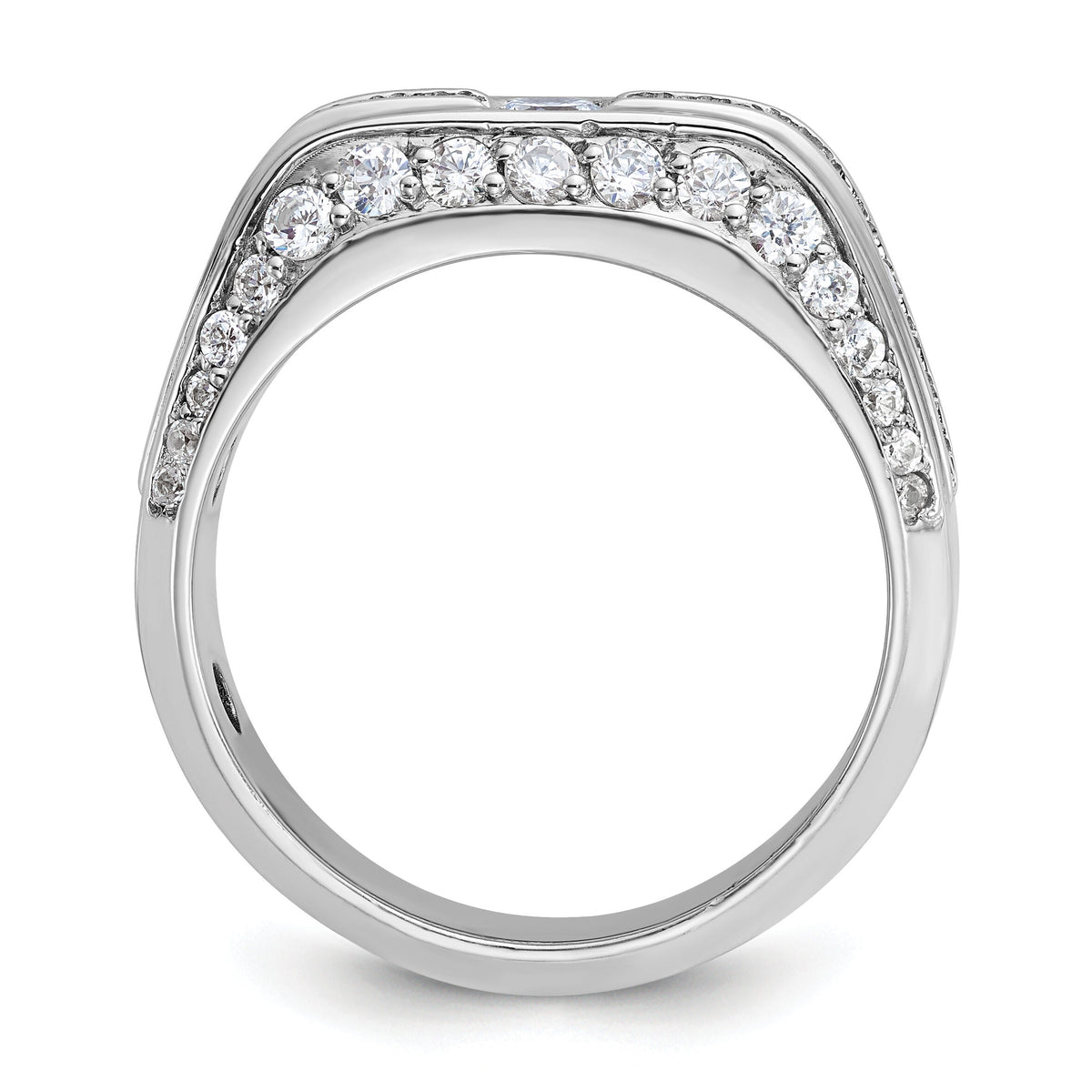 14k White Gold IBGoodman Men's Polished Diamond Ring-B64162