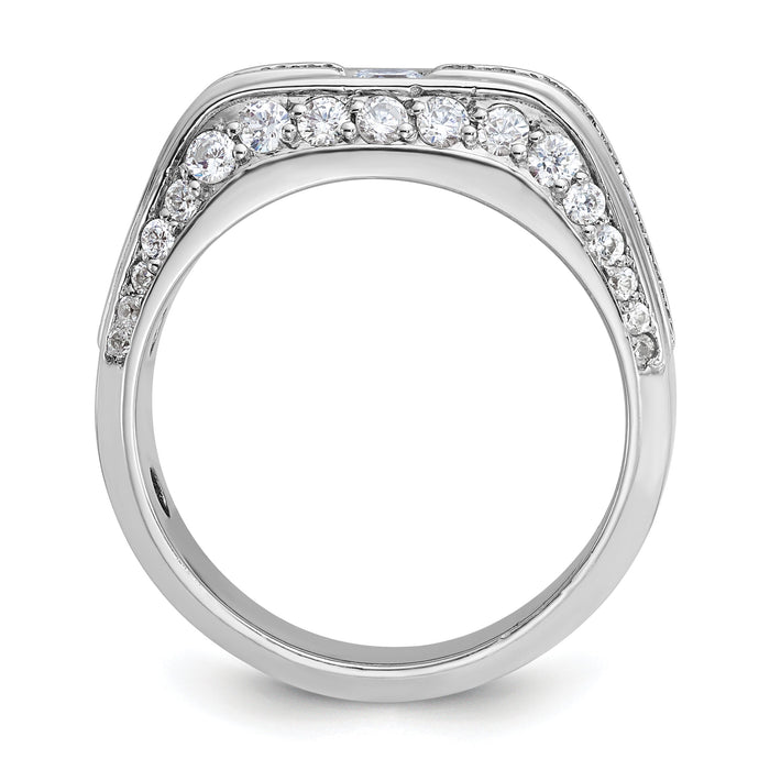 14k White Gold IBGoodman Men's Polished Diamond Ring-B64162
