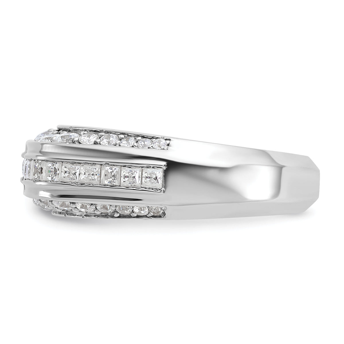 14k White Gold IBGoodman Men's Polished Diamond Ring-B64162