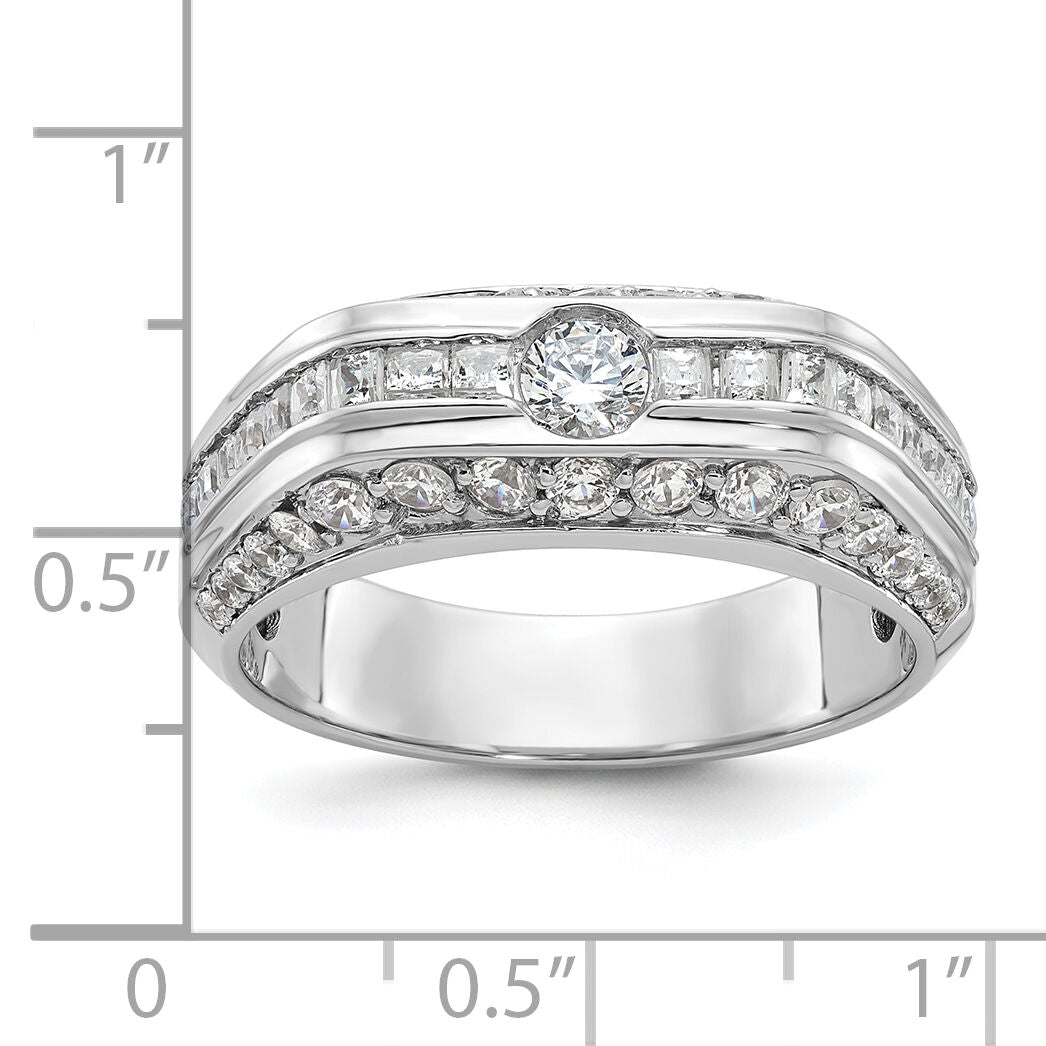 14k White Gold IBGoodman Men's Polished Diamond Ring-B64162