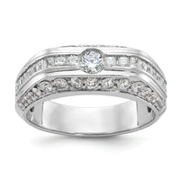 14k White Gold IBGoodman Men's Polished Diamond Ring-B64162