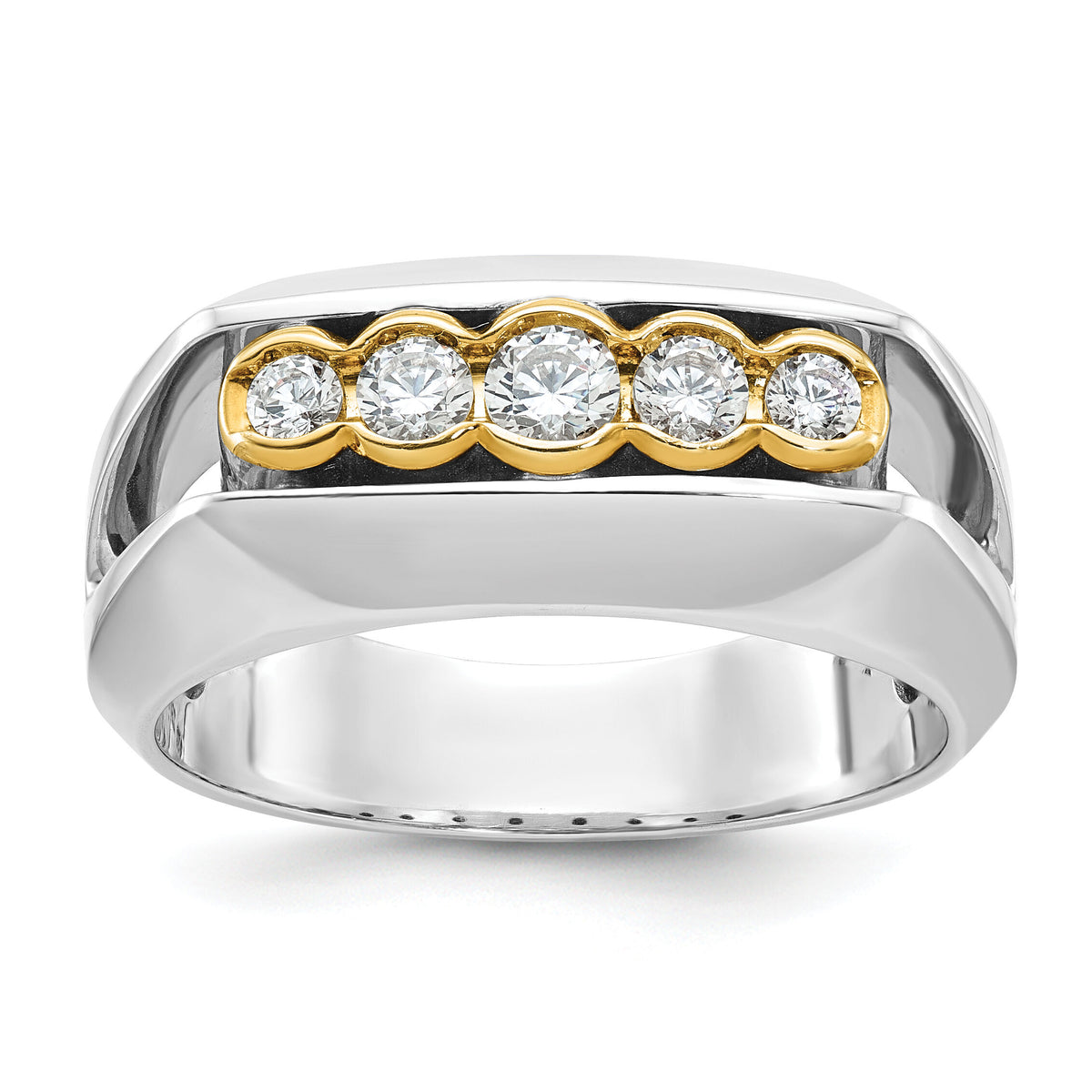 14ktt IBGoodman Men's Polished Graduated 5-Stone Diamond Ring-B64166