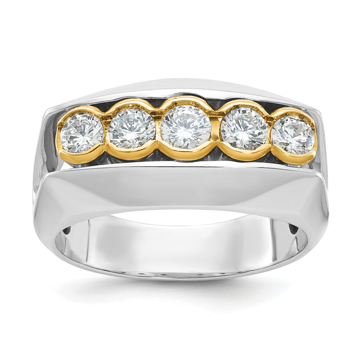 14ktt IBGoodman Men's Polished Graduated 5-Stone Diamond Ring-B64167-4WYAA