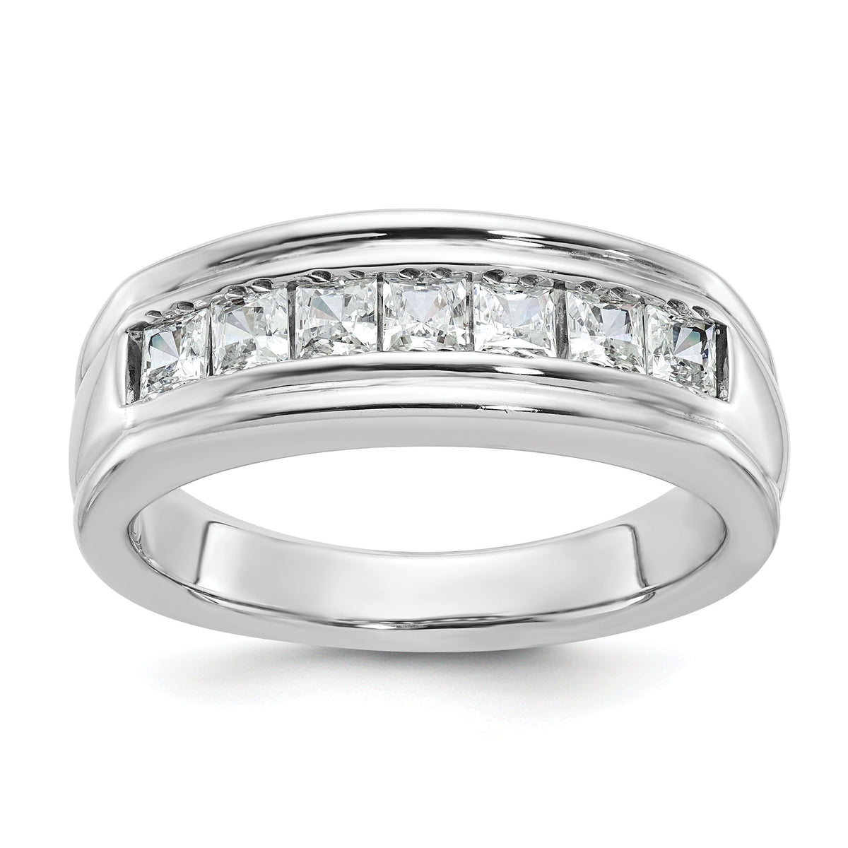 14kw IBGoodman Men's Polished & Grooved Square Diamond Ring-B64180