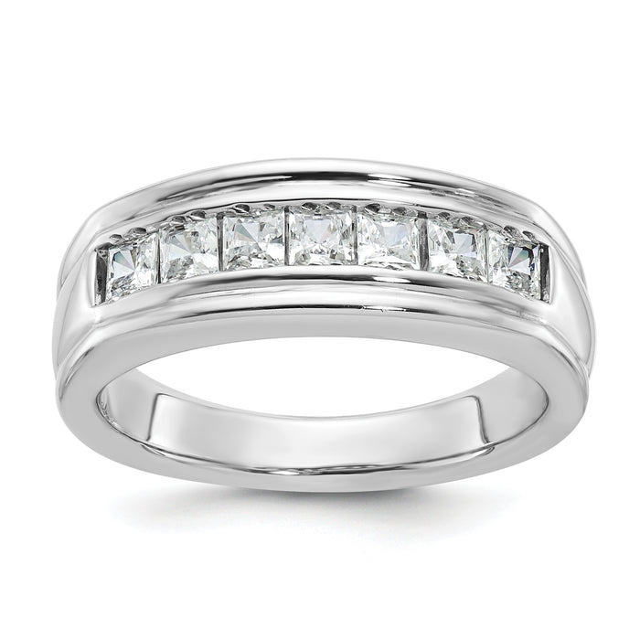 14kw IBGoodman Men's Polished & Grooved Square Diamond Ring-B64180-4WAA