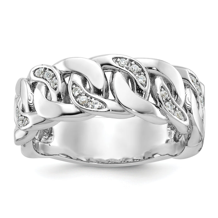 10k White Gold IBGoodman Men's Cuban Link Design Diamond Ring Mounting-B64183-0W