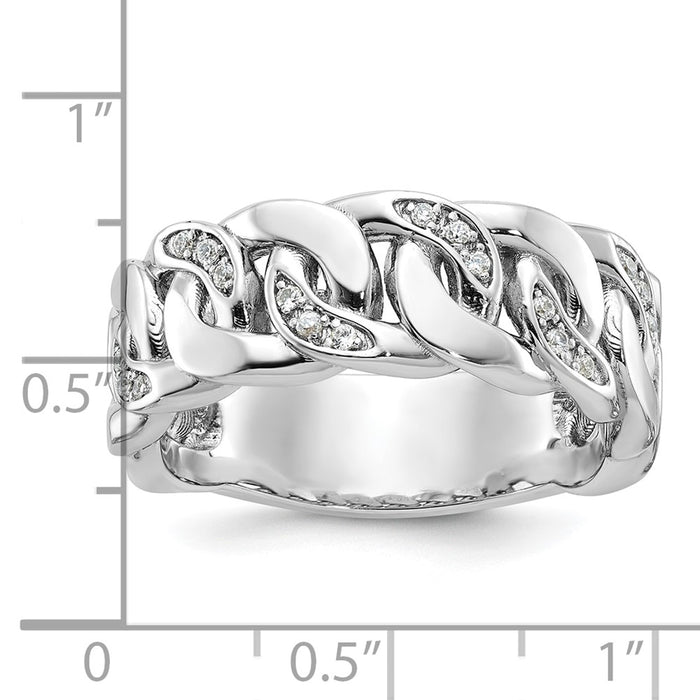 14k White Gold IBGoodman Men's Link Design 1/8 carat Diamond Complete Ring-B64183-4WAA