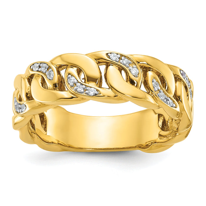 14k IBGoodman Men's Cuban Link Design Diamond Complete Ring-B64185