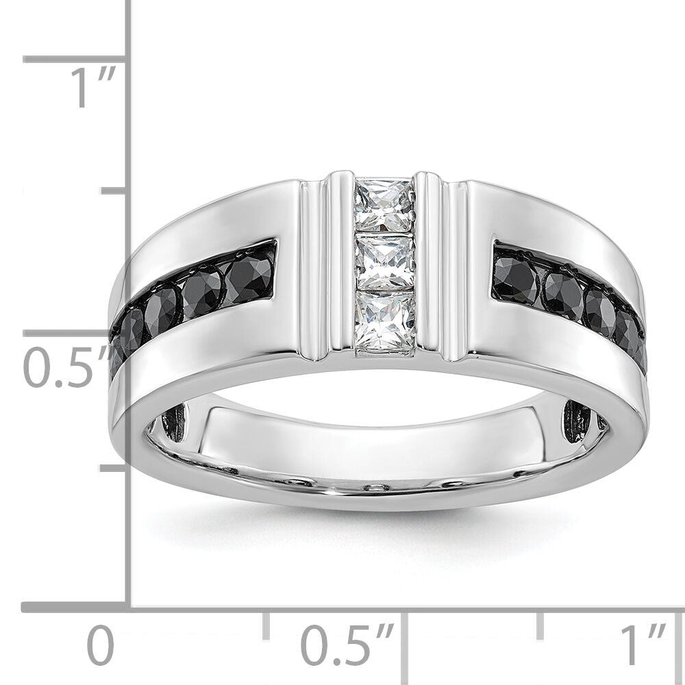 10k White Gold IBGoodman Men's Polished and Grooved Ring Mounting-B64186