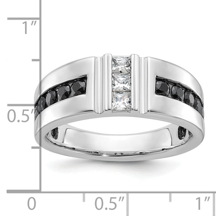 10k White Gold IBGoodman Men's Polished and Grooved Ring Mounting-B64186