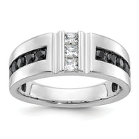 10k White Gold IBGoodman Men's Polished and Grooved Ring Mounting-B64186