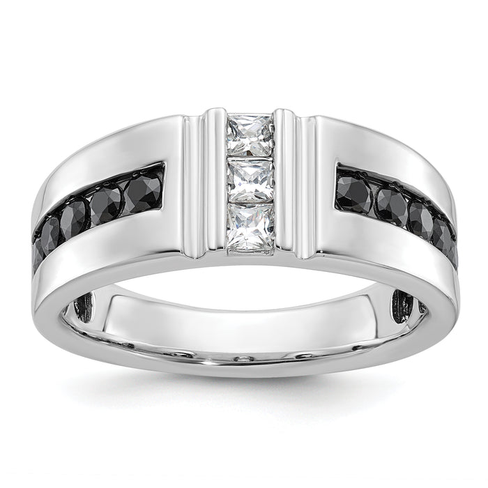 10k White Gold IBGoodman Men's Polished and Grooved Ring Mounting-B64186-0W