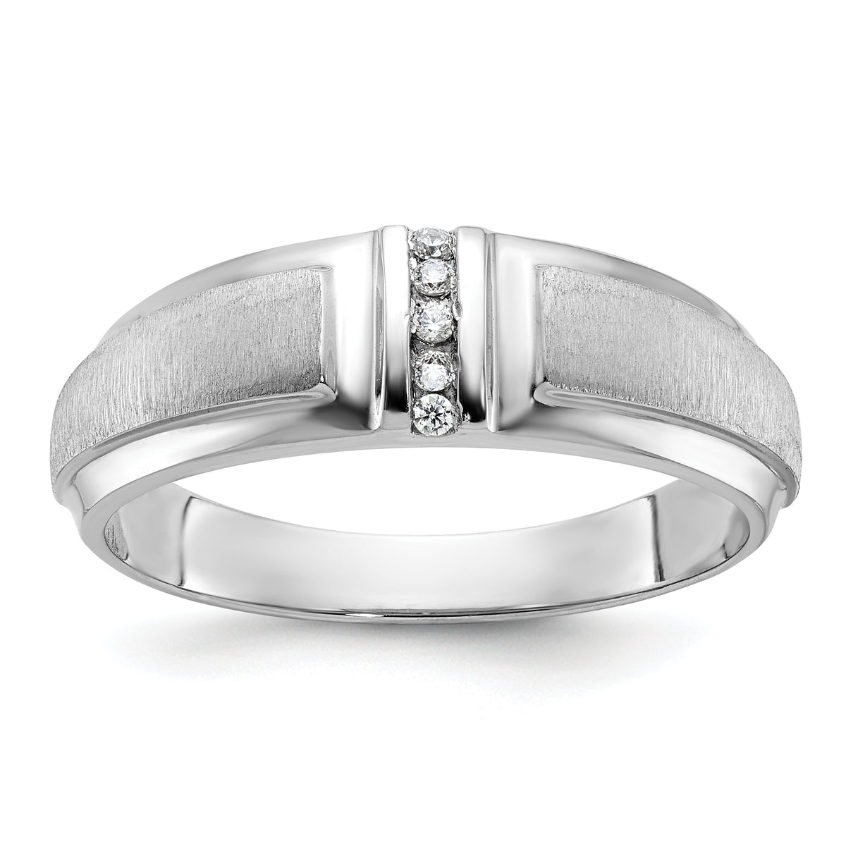10k White Gold IBGoodman Men's Polished & Satin 3-Stone Ring Mtg-B64188-0W