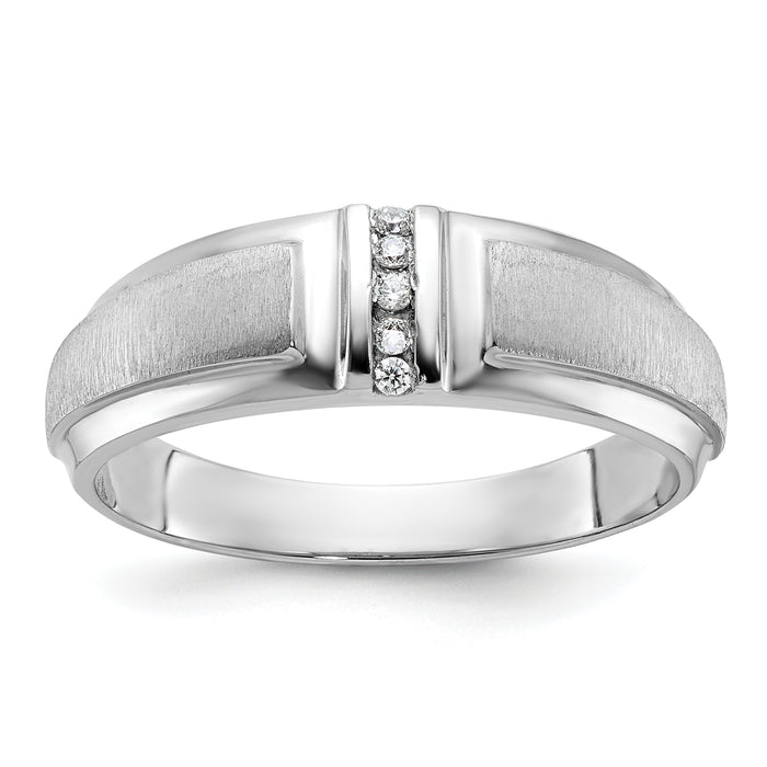 10k White Gold IBGoodman Men's Polished & Satin 3-Stone Ring Mtg-B64188-0W