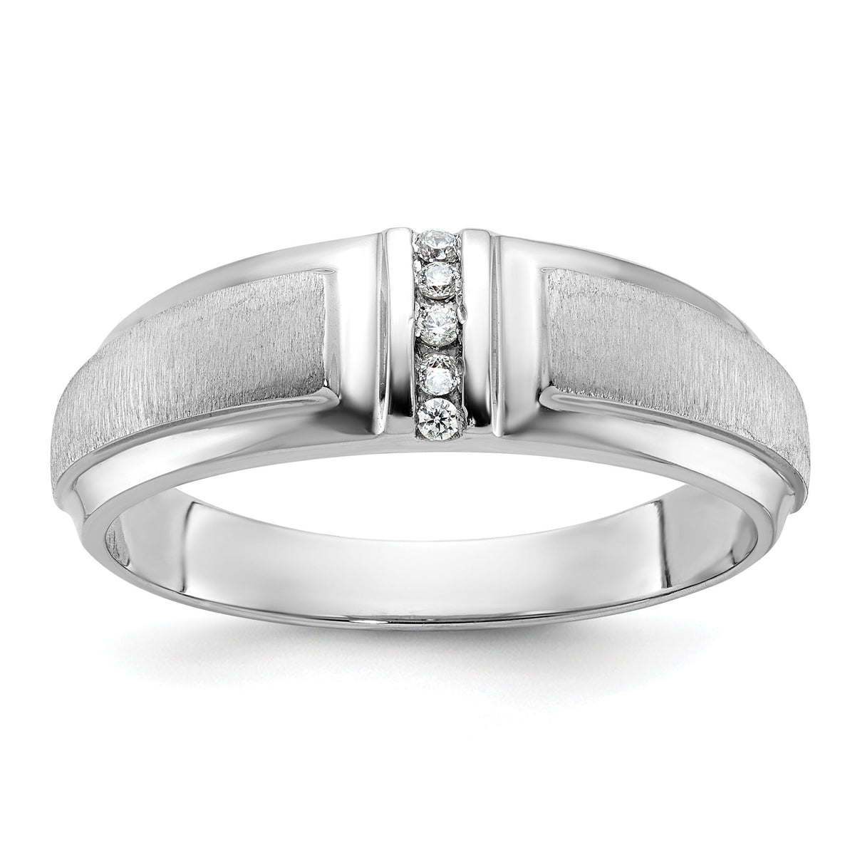 10k White Gold IBGoodman Men's Polished & Satin 3-Stone Ring Mtg-B64188