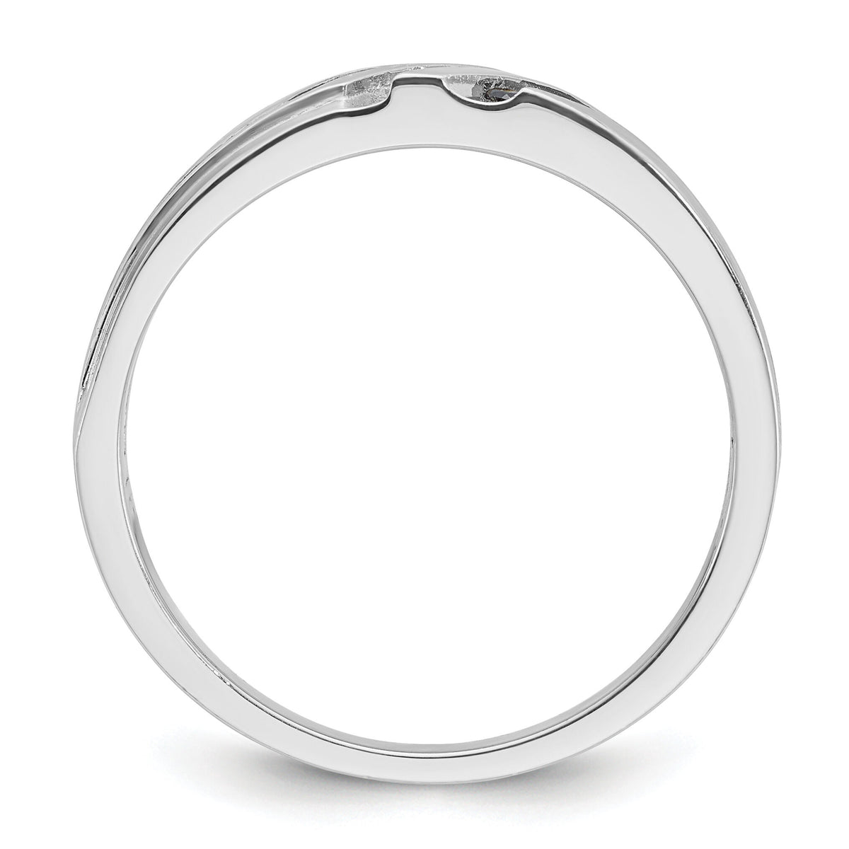 IBGoodman 14k White Gold Polished Satin and Grooved Men's Ring Mounting-B64195