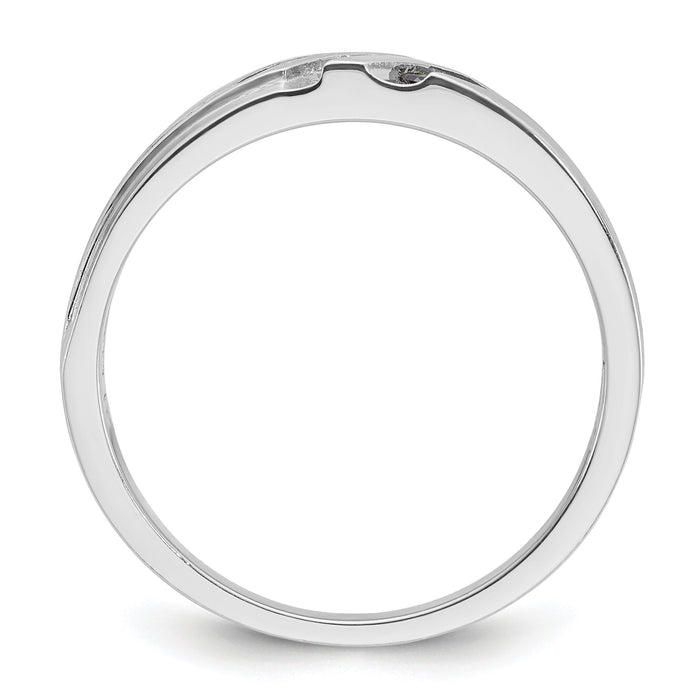 IBGoodman 14k White Gold Polished Satin and Grooved Men's Ring Mounting-B64195