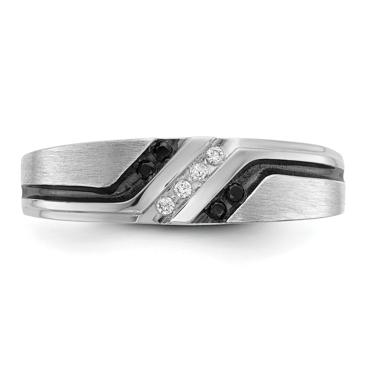 IBGoodman 14k White Gold Polished Satin and Grooved Men's Ring Mounting-B64195