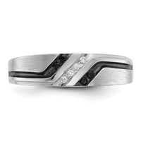 IBGoodman 14k White Gold Polished Satin and Grooved Men's Ring Mounting-B64195