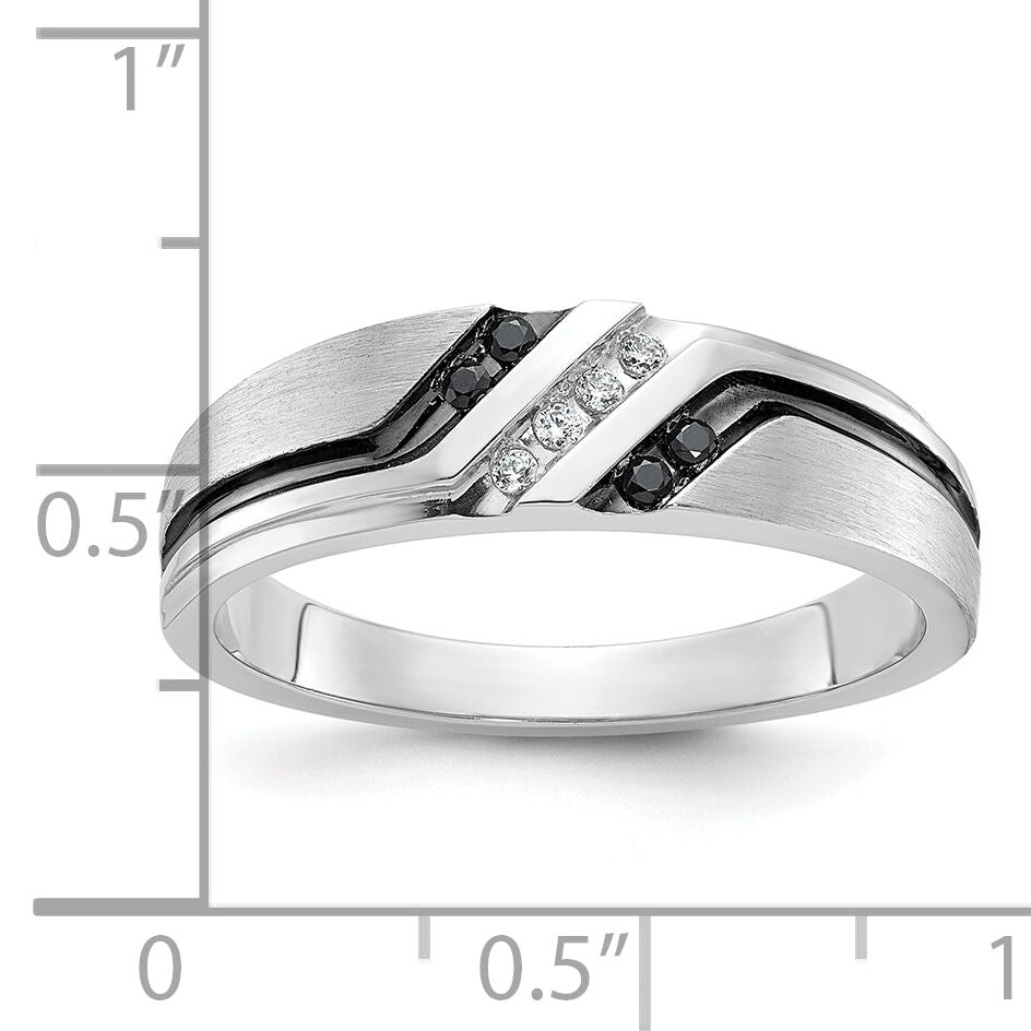 IBGoodman 14k White Gold Polished Satin and Grooved Men's Ring Mounting-B64195