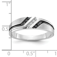 IBGoodman 14k White Gold Polished Satin and Grooved Men's Ring Mounting-B64195