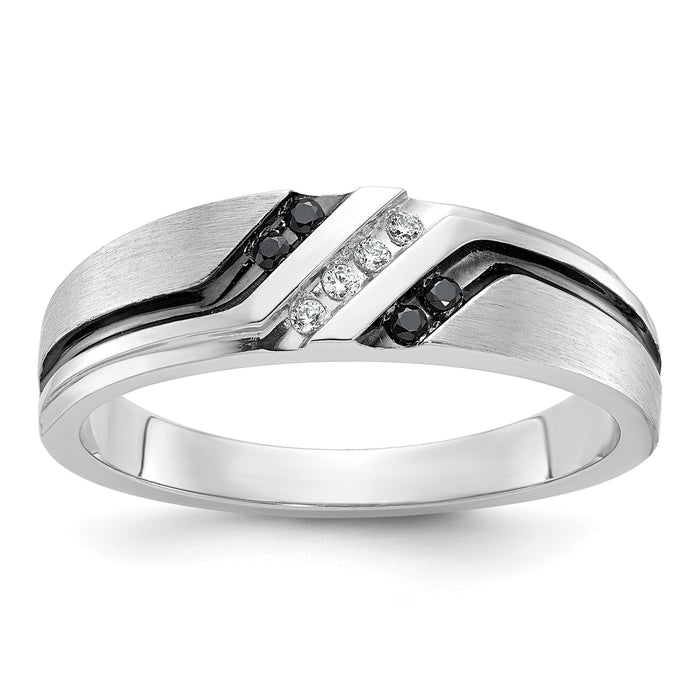 IBGoodman 14k White Gold Polished Satin and Grooved Men's Ring Mounting-B64195-4W
