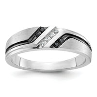 IBGoodman 14k White Gold Polished Satin and Grooved Men's Ring Mounting-B64195