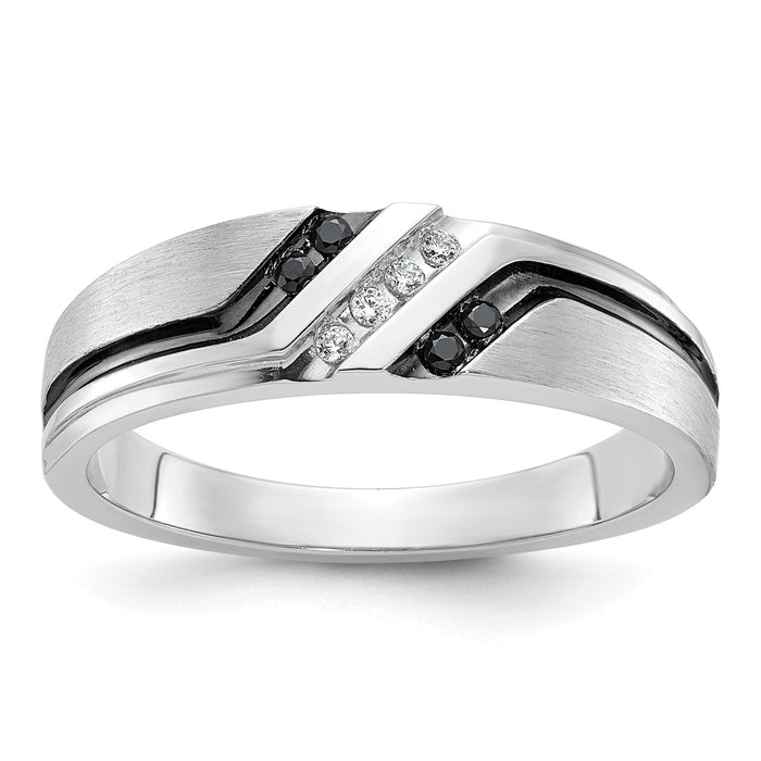 IBGoodman 14k White Gold Polished Satin and Grooved Men's Ring Mounting-B64195