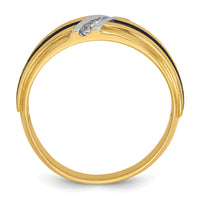 10k w/ White & Black RH IBGoodman Men's Satin Grooved Diamond Ring-B64197