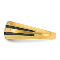 10k w/ White & Black RH IBGoodman Men's Satin Grooved Diamond Ring-B64197