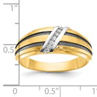 10k w/ White & Black RH IBGoodman Men's Satin Grooved Diamond Ring-B64197