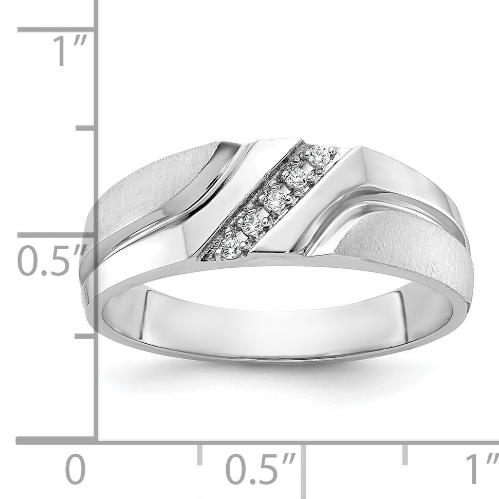 10kw IBGoodman Men's Polished Satin & Grooved 5-Stone Ring Mounting-B64202