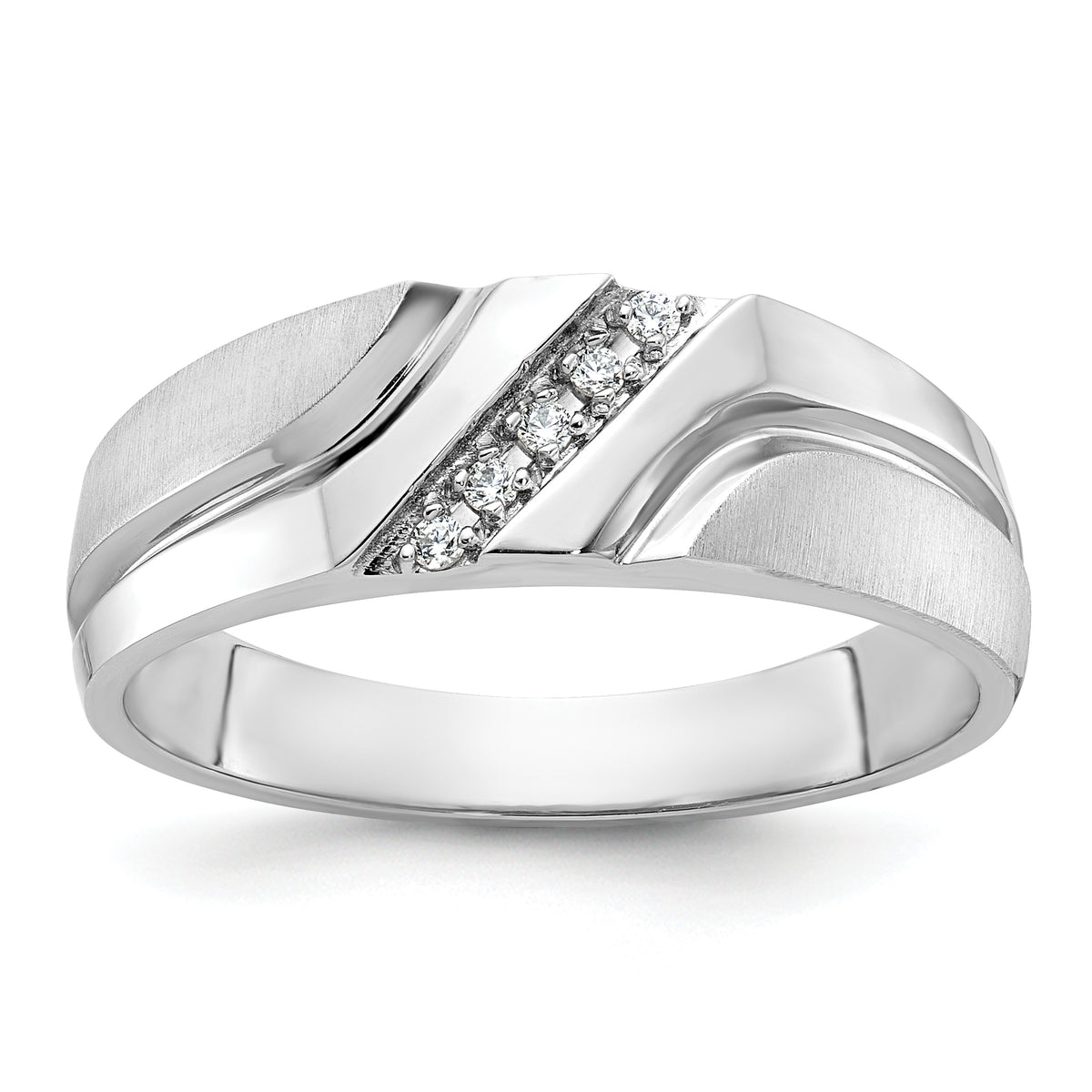 10kw IBGoodman Men's Polished Satin & Grooved 5-Stone Diamond Ring-B64202-0WA