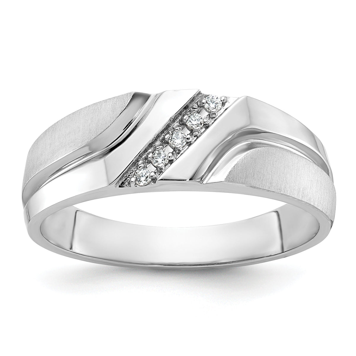 10kw IBGoodman Men's Polished Satin & Grooved 5-Stone Ring Mounting-B64202