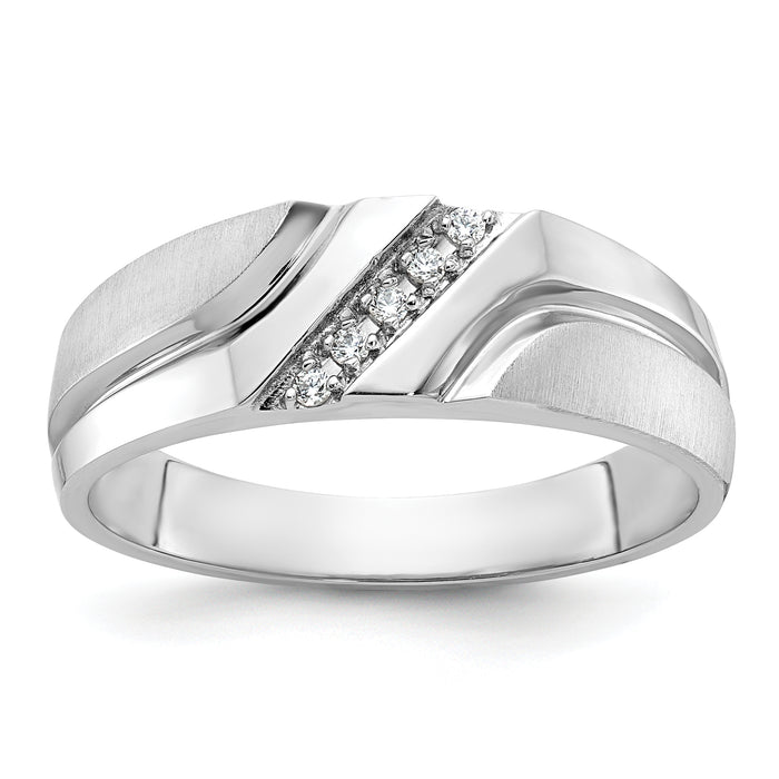 14kw IBGoodman Men's Polished Satin & Grooved 5-Stone Diamond Ring-B64202-4WAA