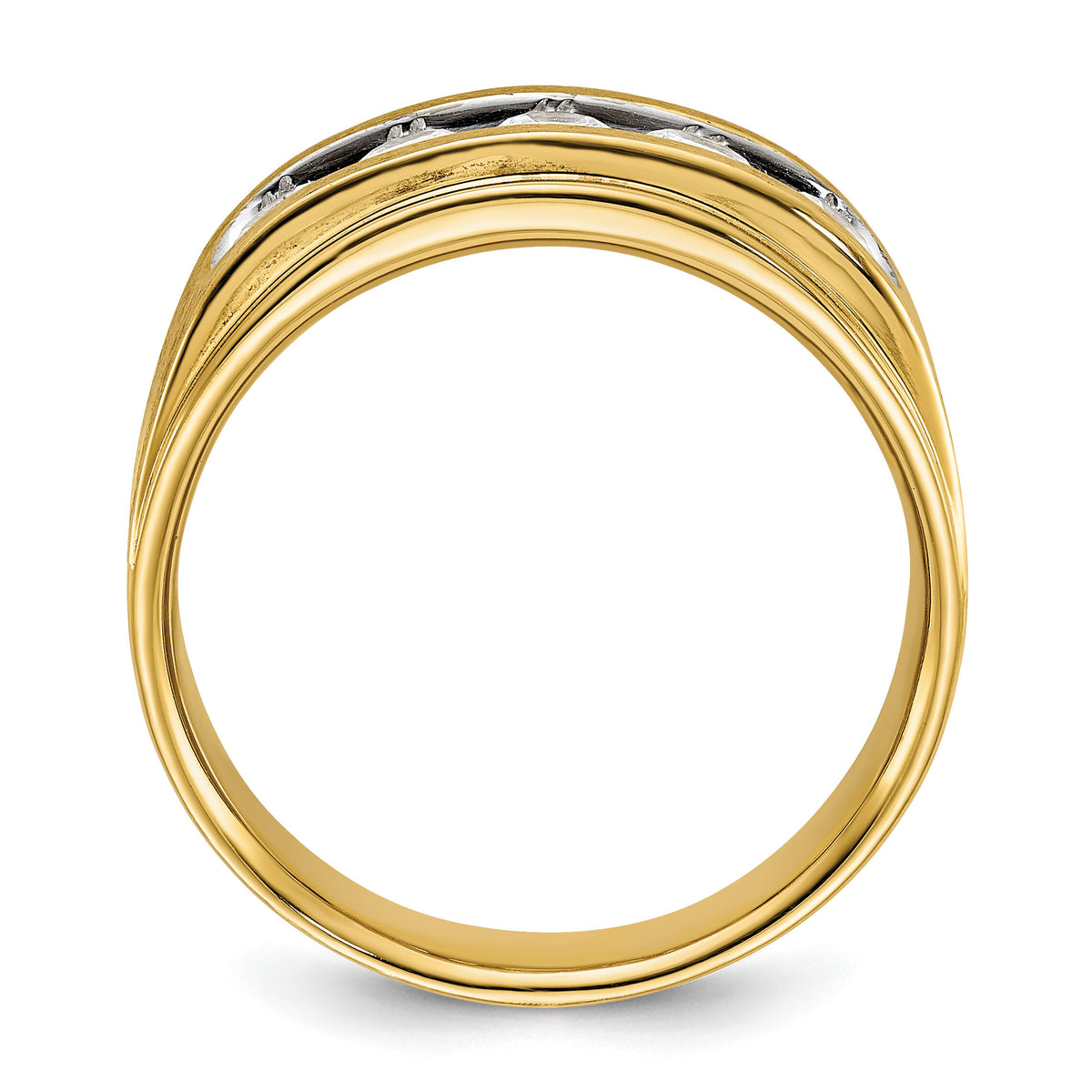14k w/ White RH 1 ct Lab Grown Dia VS/SI+ G+ 5 Stone Complete Men's Ring-B64205