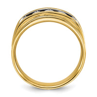 14k w/ White RH 1 ct Lab Grown Dia VS/SI+ G+ 5 Stone Complete Men's Ring-B64205