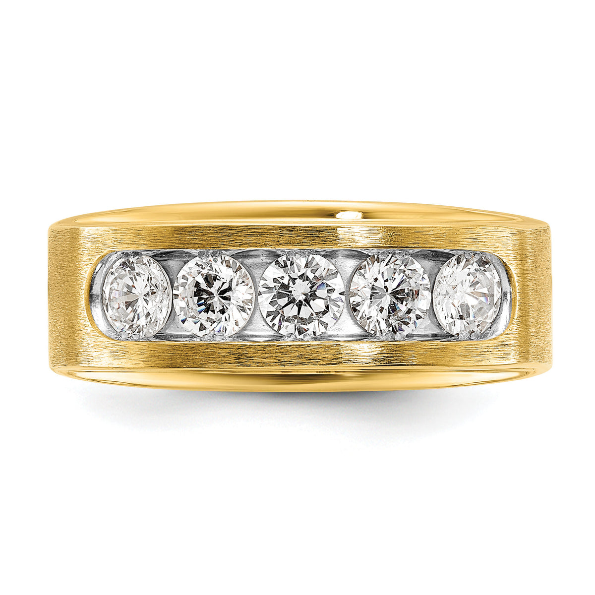 14k w/ White RH 1 ct Lab Grown Dia VS/SI+ G+ 5 Stone Complete Men's Ring-B64205