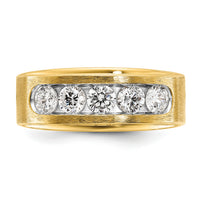 14k w/ White RH 1 ct Lab Grown Dia VS/SI+ G+ 5 Stone Complete Men's Ring-B64205