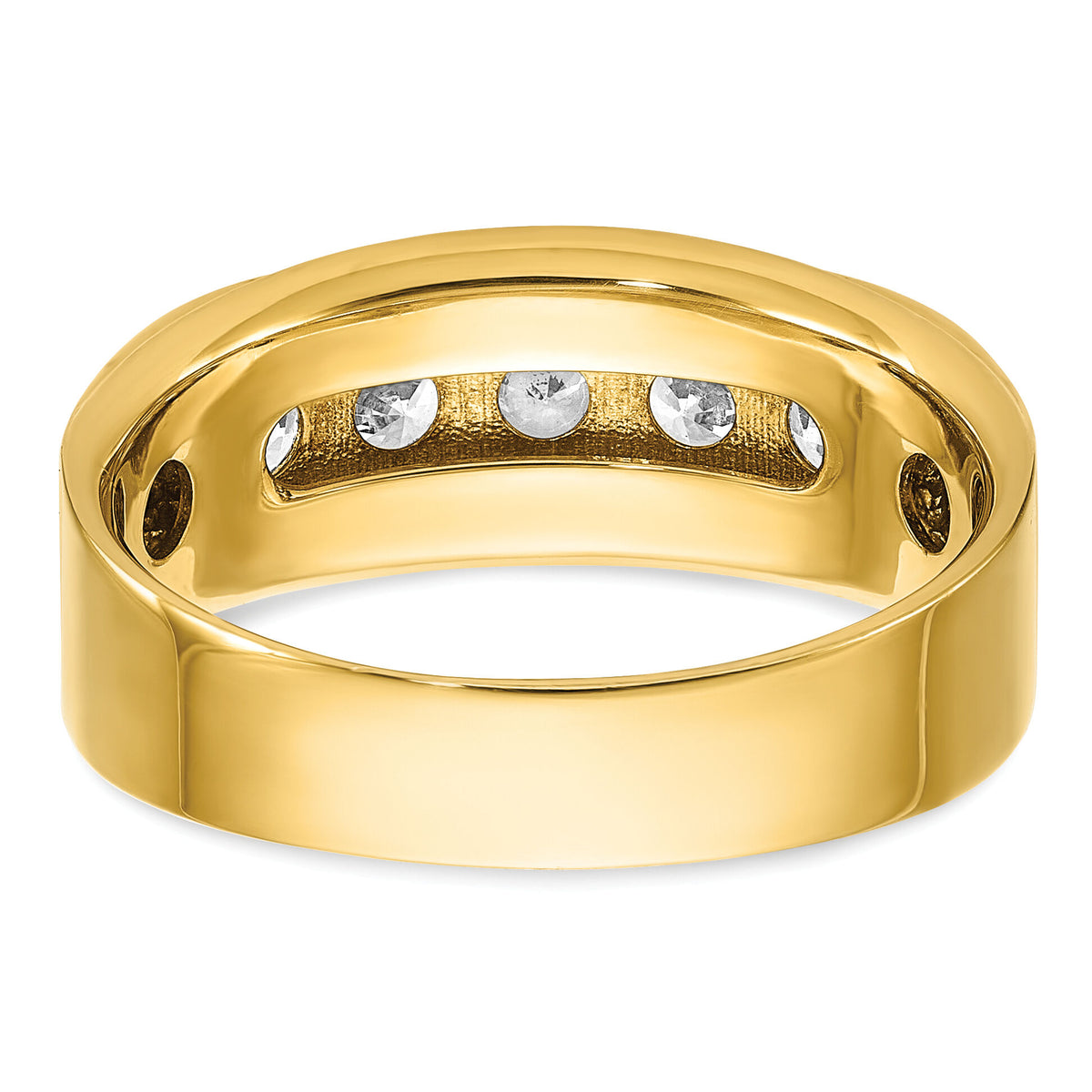 14k w/ White RH 1 ct Lab Grown Dia VS/SI+ G+ 5 Stone Complete Men's Ring-B64205