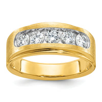14k w/ White RH 1 ct Lab Grown Dia VS/SI+ G+ 5 Stone Complete Men's Ring-B64205